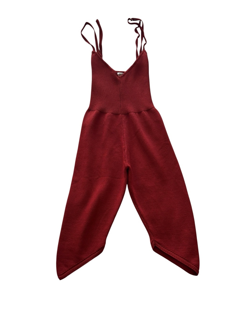 Sleek Burgundy Knit Strappy Jumpsuit